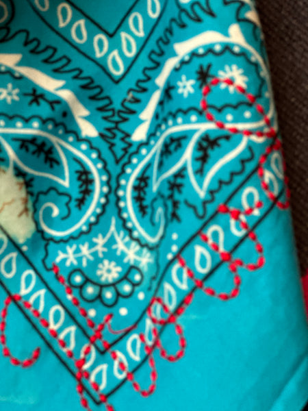 Custom Embroidered Hand Distressed Bandana