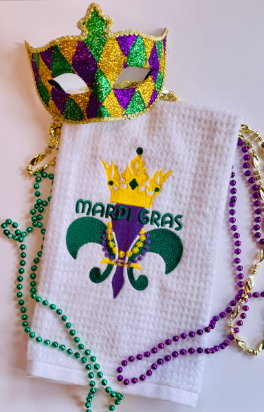 Personalized Holiday Kitchen Towels - Mardi Gras