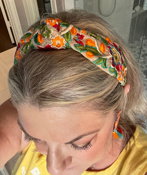 Embroidered Turban Knot Headbands