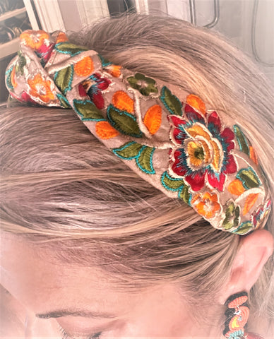 Embroidered Turban Knot Headbands